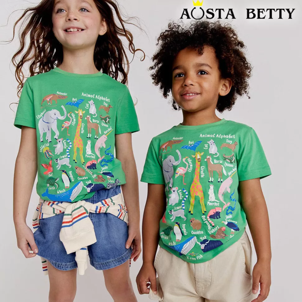 animal_alphabet_kids_tee_5.webp Sale Origami Doll Animal Alphabet kids tee