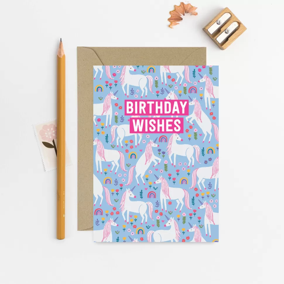 Outlet Origami Doll Birthday Wishes Unicorn Card | Kids Birthday Card