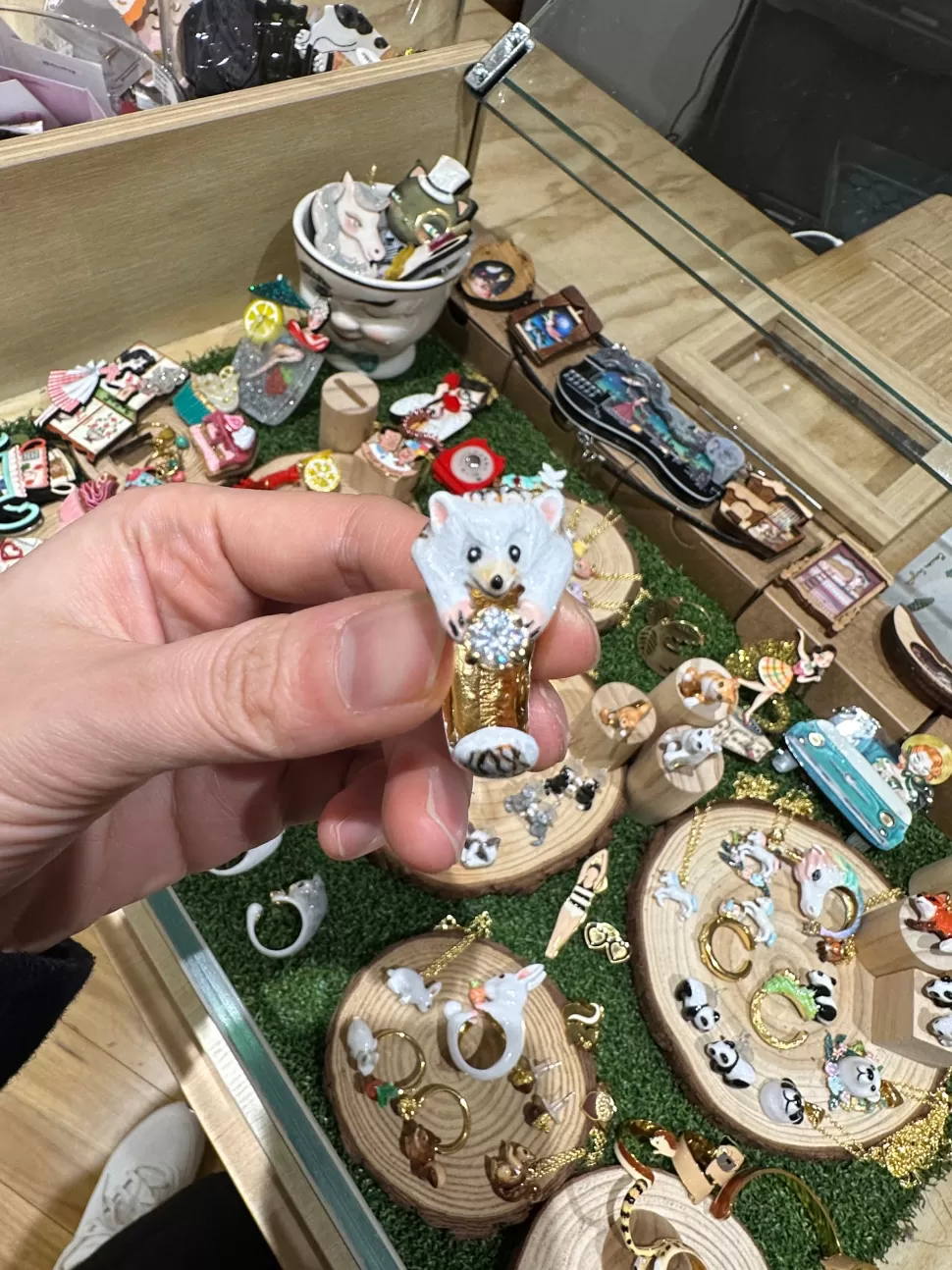 New Origami Doll Handmade Hedgehog Bling Bling Ring