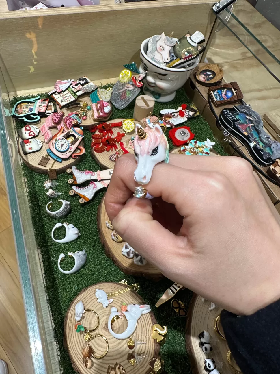 handmade_rainbow_hair_unicorn_bling_bling_ring_2.webp Hot Origami Doll Handmade Rainbow hair Unicorn Bling Bling Ring