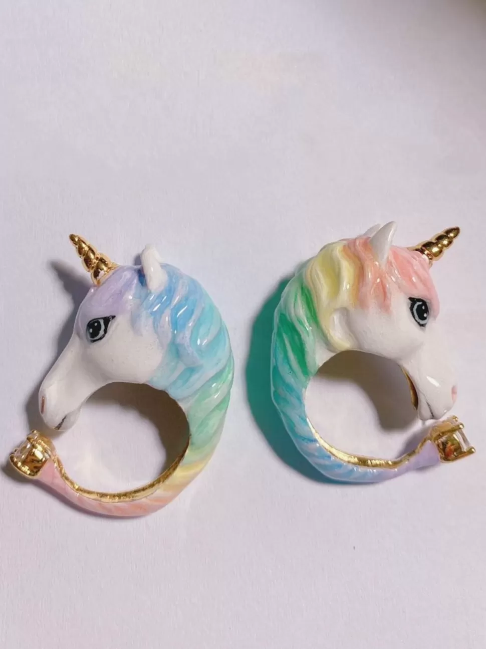 handmade_rainbow_hair_unicorn_bling_bling_ring_3.webp Hot Origami Doll Handmade Rainbow hair Unicorn Bling Bling Ring
