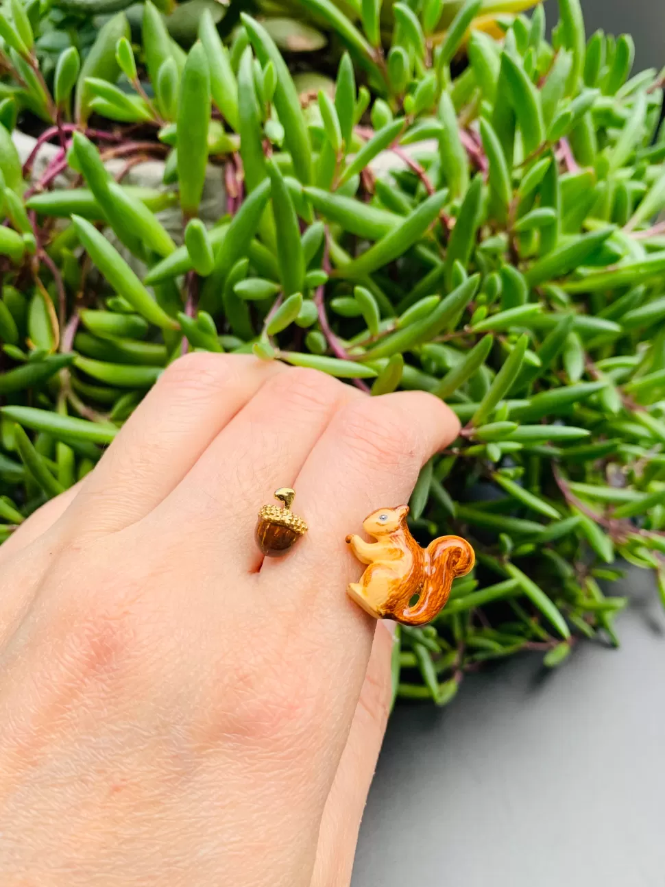 Cheap Origami Doll Handmade Squirrel Necklace, Squirrel Ring and Acorn Earring