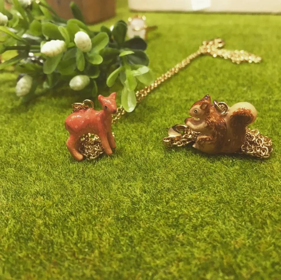 Cheap Origami Doll Handmade Squirrel Necklace, Squirrel Ring and Acorn Earring