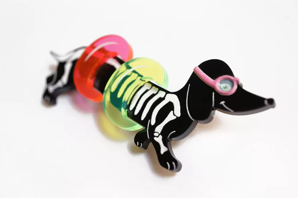 laliblue_dachshund_with_floats_brooch_2.webp New Origami Doll Laliblue Dachshund with floats brooch