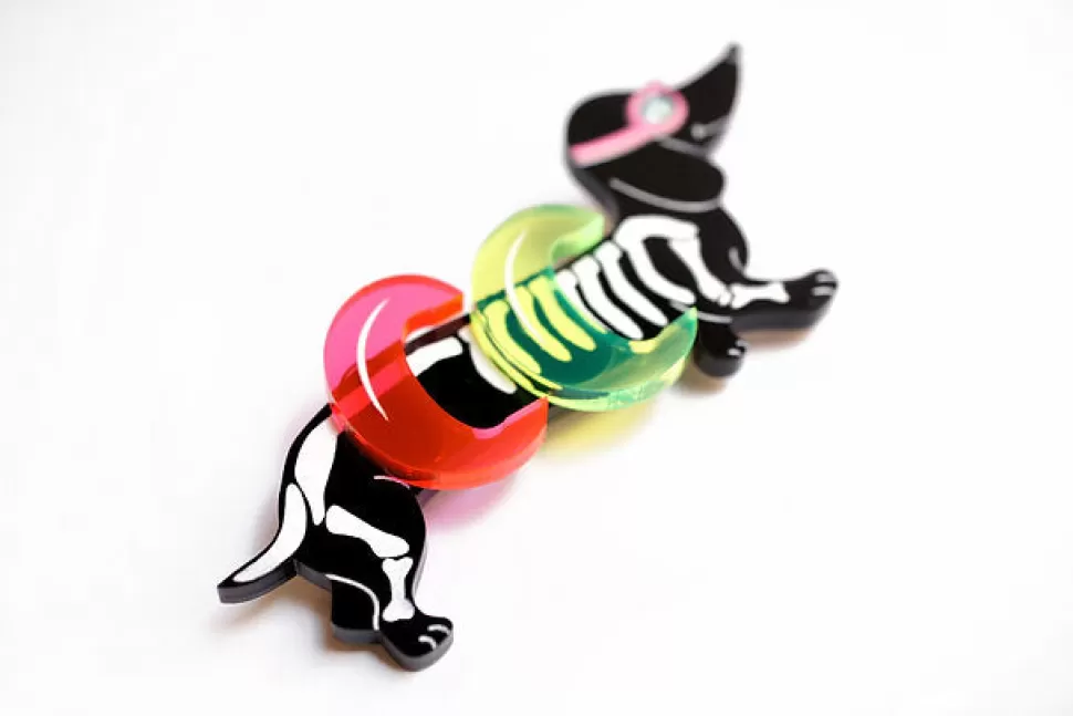 laliblue_dachshund_with_floats_brooch_3.webp New Origami Doll Laliblue Dachshund with floats brooch