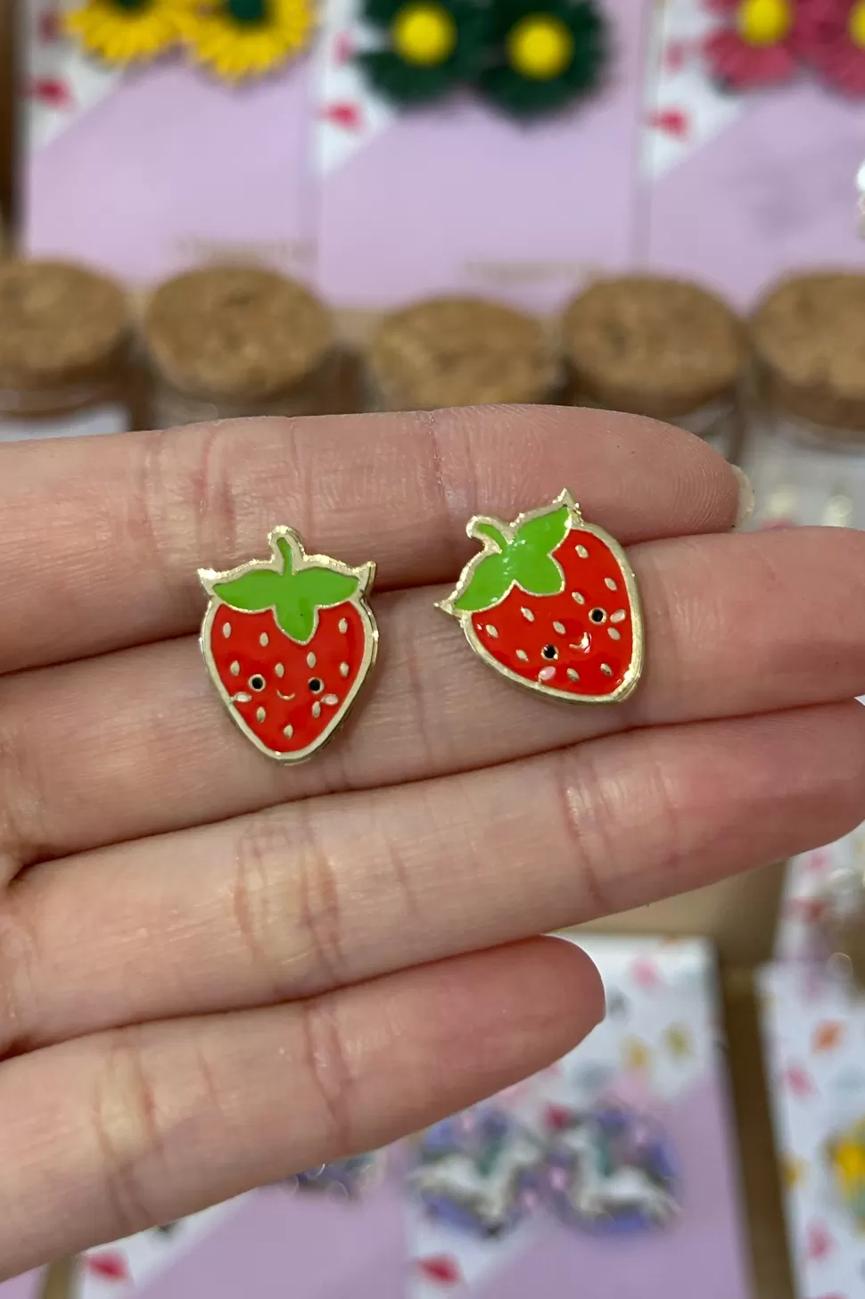 Online Origami Doll Strawberry earring
