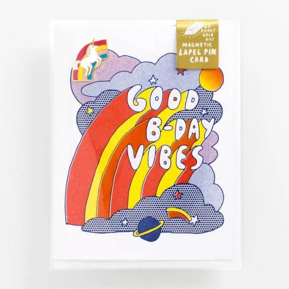 Cheap Origami Doll Unicorn and Rainbow Pin And Good Vibes Card